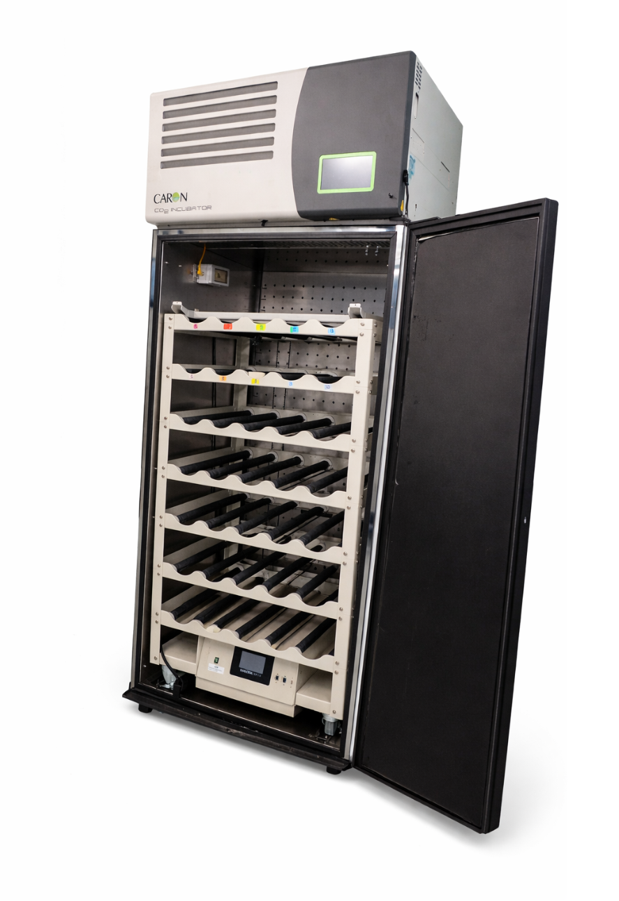 Caron CO2 incubator with WHEATON R2P 2.0 Roller Rack Model 7402-33-1